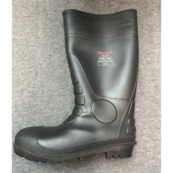 Tingley - Pilot ASTM F2413-18 M/I/C - Steel Toe Rubber Boots - Black 15" Size 12 - Picture 7 of 11